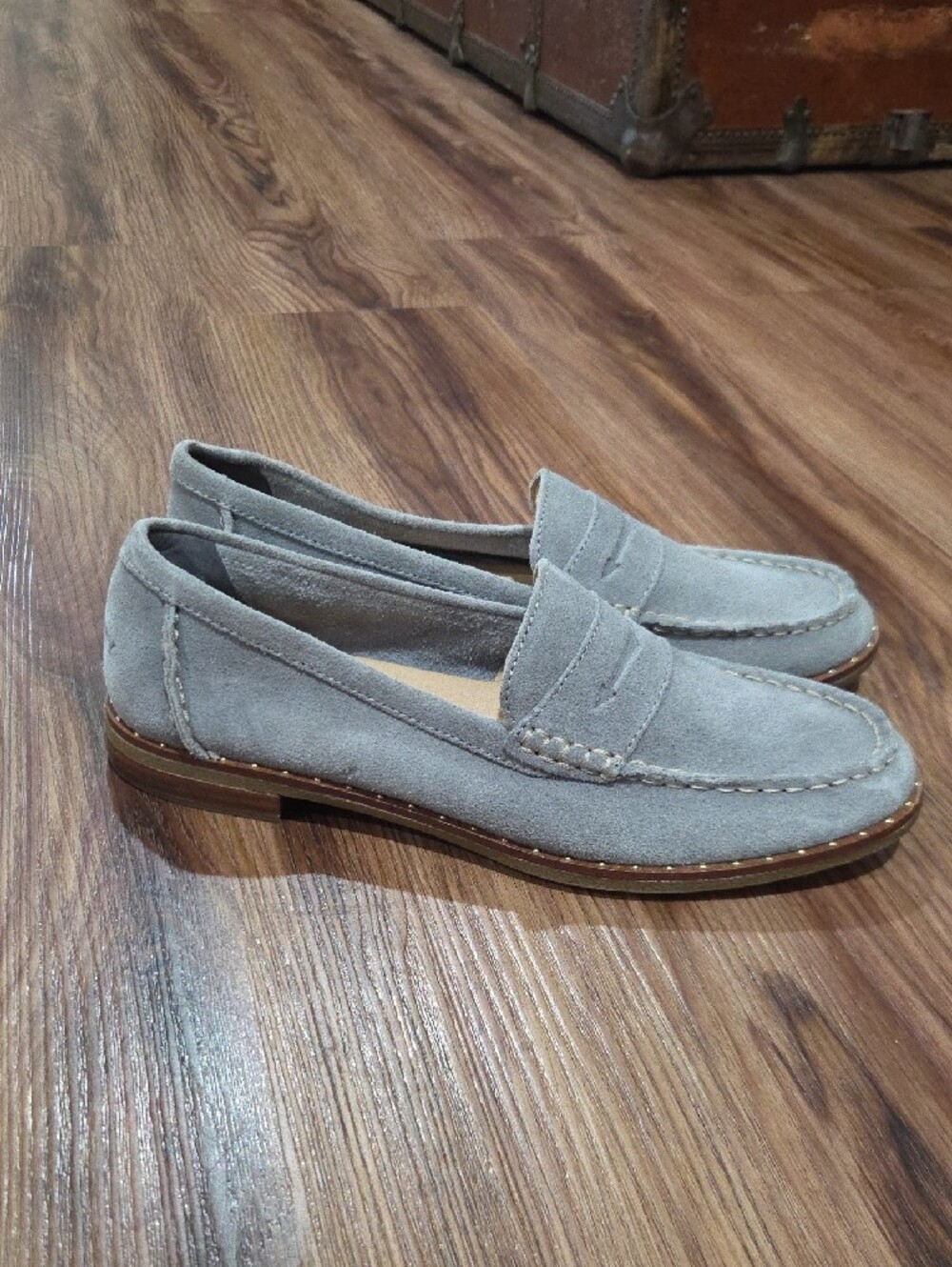 Sperry Leather Light Gray Suede Penny Loafers Size 8.5 - Picture 4 of 6